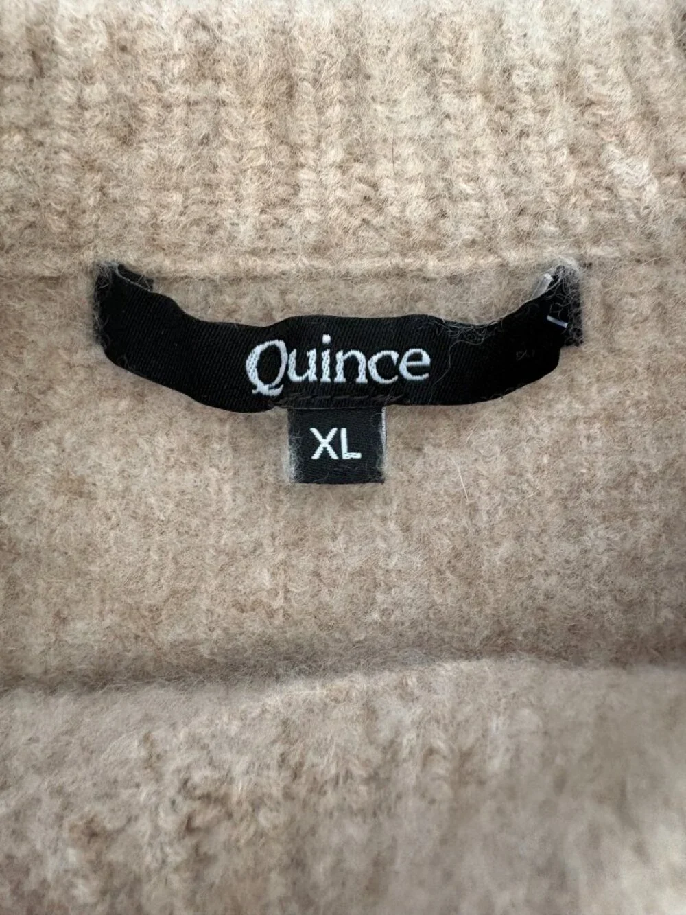 Quince 100% Cashmere Cropped Crewneck Sweater XL Oatmeal